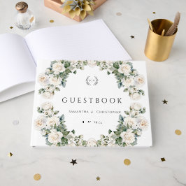 Ewige Rose Elegante Hochzeit mit grüner Blüte Gästebuch