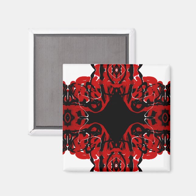 Ewige rote abstrakte Acryl-Pour-Kunst Magnet (Vorderseite/Rückseite)