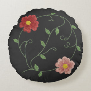 Ewige Stickerei Blüte Rundes Kissen