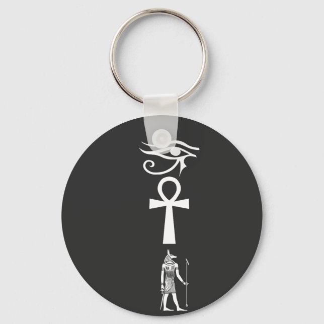 Ewiger Geist: Ägyptische Symbole in fett schwarzem Schlüsselanhänger (Vorderseite)