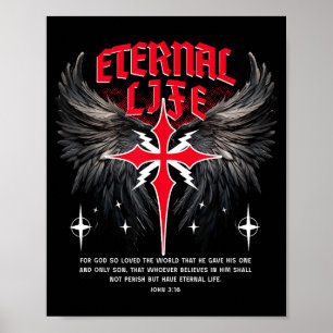 Ewiger Jesus Kreuz Gothic Punk Leben Nu Goth Bibel Poster