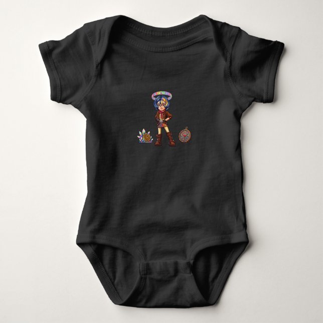 Ewiger Reisender: Embroiderte Cele Baby Strampler (Vorderseite)