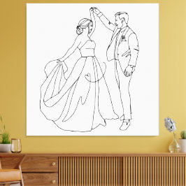 Ewiger Tanz - Minimalistische Hochzeitslinie Art Leinwanddruck