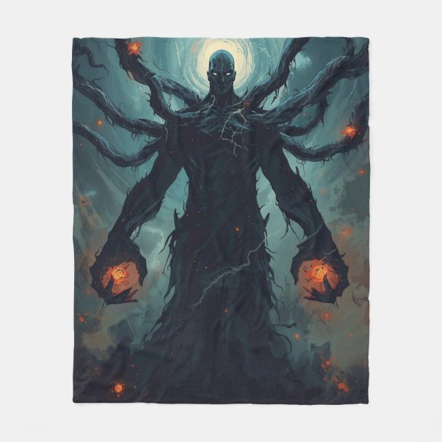Ewiger Wächter der Flammen Dark Fantasy Fleecedecke (Vorderseite)