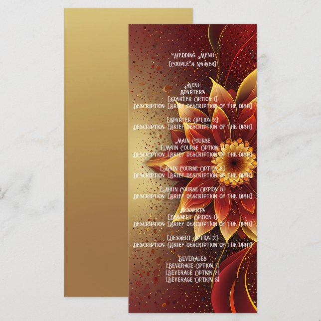 Ewiges Blut: Eine zeitlose Feier der Liebe Menükarte (Vorne/Hinten)