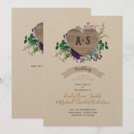 Ewiges Herz Hochzeit Lila Blue Floral Kraft Einladung