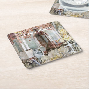 Ewiges Schweigen im Friedhof Rechteckiger Pappuntersetzer