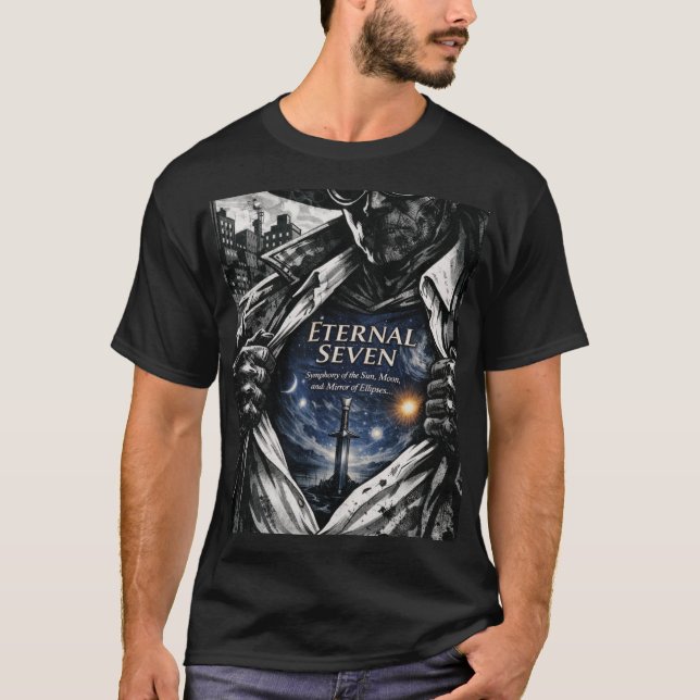 Ewiges Sieben-Kosmische-Schwert-Fantasy-Art-T-Shir T-Shirt (Vorderseite)