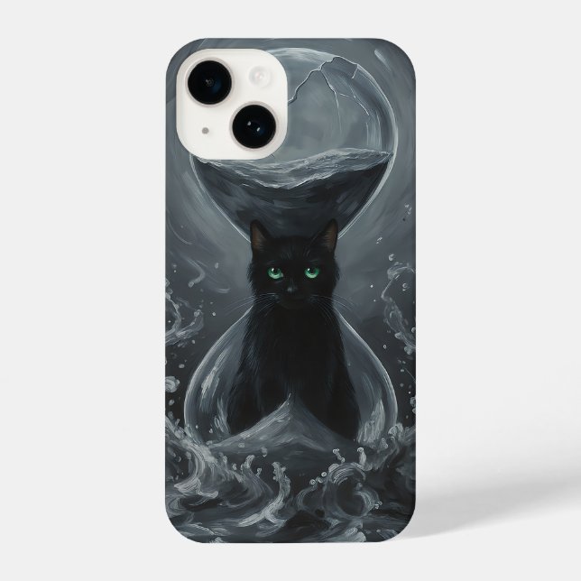 Ewiges Stundenglas: Die schwarze Katze der Zeit iPhone Hülle (Rückseite)