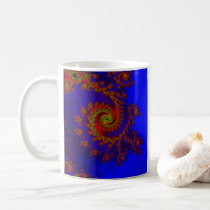 Ewigkeit   Kunst des blauen und roten Fraktals Kaffeetasse