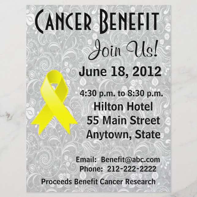 Ewing Sarcoma Awareness Benfit Gray Floral Flyer (Vorne)