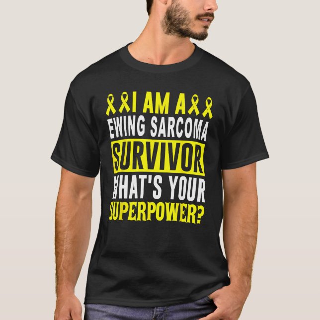 Ewing Sarcoma Awareness Survivor Yellow Ribbon Sup T-Shirt (Vorderseite)