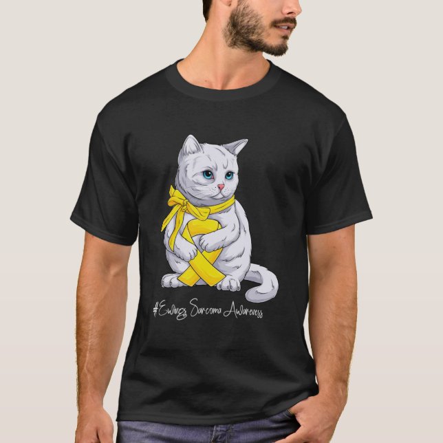 Ewings Sarcoma Awareness Month Yellow Ribbon Cat T-Shirt (Vorderseite)