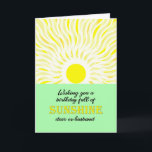 Ex-Husband Birthday Bright Sunshine Card Karte<br><div class="desc">Geburtstagskarte für einen Ex-Ehemann. Ein Wunsch zum Geburtstag voller Sonne. Eine helle und fröhliche Karte,  die eine leuchtende Sonne zeigt und helle Sonnenstrahlen abstrahlt.</div>