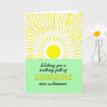 Ex-Husband Birthday Bright Sunshine Card Karte<br><div class="desc">Geburtstagskarte für einen Ex-Ehemann. Ein Wunsch zum Geburtstag voller Sonne. Eine helle und fröhliche Karte,  die eine leuchtende Sonne zeigt und helle Sonnenstrahlen abstrahlt.</div>