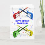 Ex Husband Guitars Birthday Card Karte<br><div class="desc">Eine schöne Geburtstagskarte für einen Ex-Ehemann. Elektrische Gitarre farbenfrohe Kunst mit einer Musikskala im Hintergrund. Du kannst nicht zu viele Gitarren haben. Eine sehr coole Gitarren-Geburtstagskarte feiert die Energie und den Spaß dieses Musikinstruments. Eine perfekte Geburtstagskarte für Gitarristen und Musikliebhaber.</div>