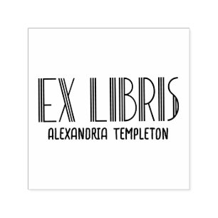 Ex Libris Art Deco Vintag Text #5 Library Book Permastempel