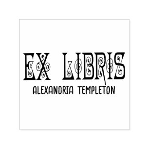 Ex Libris Art Deco Vintage Text #3 Bibliothek Buch Permastempel