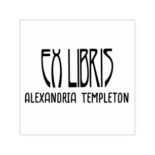 Ex Libris Art Deco Vintage Text #3 Bibliotheksbuch Permastempel