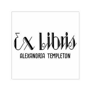 Ex Libris Art Deco Vintage Text #4 Bibliothek Buch Permastempel