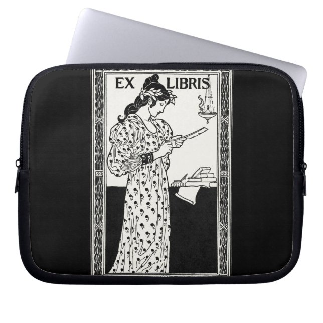 Ex libris art nouveau laptopschutzhülle (Vorderseite)