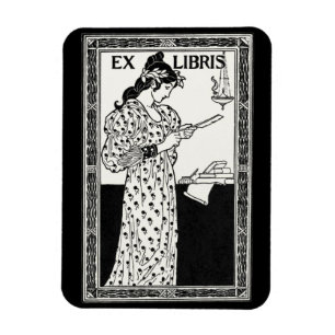 Ex libris art nouveau magnet