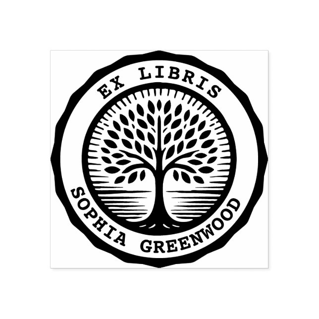 Ex Libris - Baum 02 Gummistempel (Prägung)