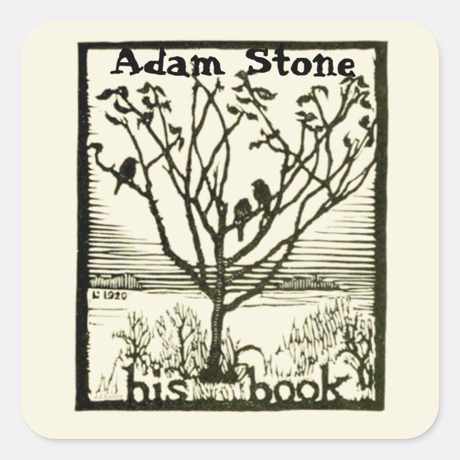 Ex Libris Birds in Tree Quadratischer Aufkleber (Vorderseite)
