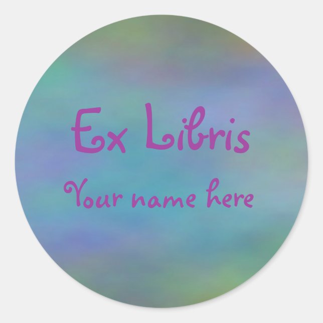 Ex Libris - Blue Fractal Runder Aufkleber (Vorderseite)