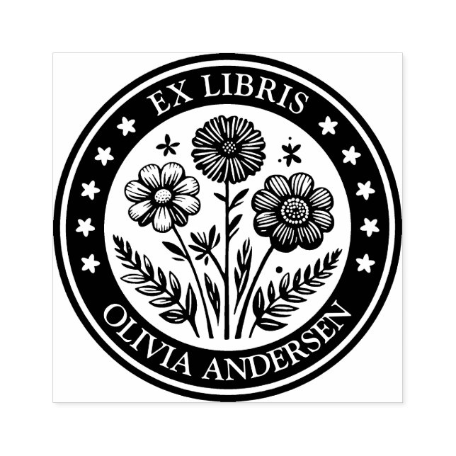 Ex Libris - Blumenarrangements Gummistempel (Prägung)