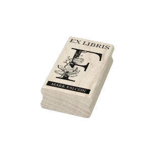 EX libris Book Library Buchzeichen monogram F Gummistempel