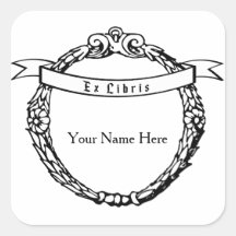Ex Libris-Bookplate Vintage-Kranz mit Band