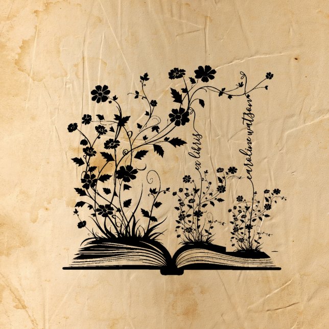 Ex Libris Buchblüte Gummistempel (Von Creator hochgeladen)
