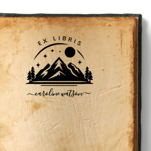 Ex libris Buchstempel mit Berg Gummistempel
