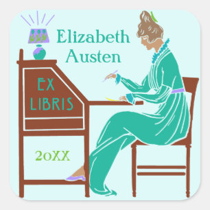 Ex Libris Buchzeichen Deko Lady Schreibtisch Custo Quadratischer Aufkleber