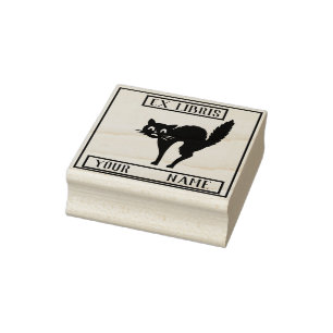Ex Libris Buchzeichen - Schwarze Katze Gummistempel