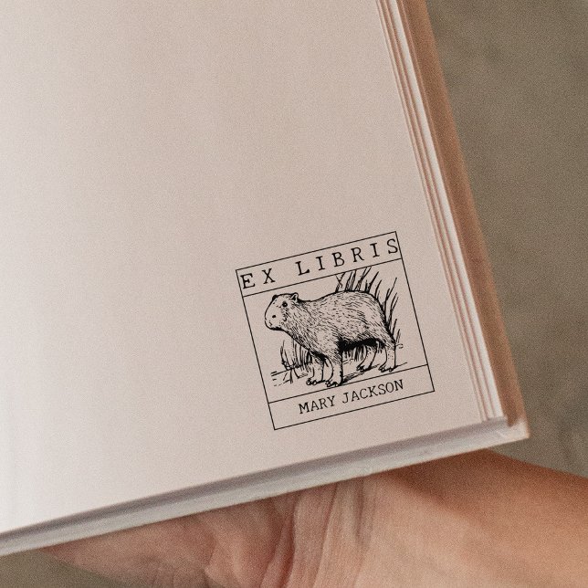 Ex Libris, Capybara Buch       Gummistempel (Von Creator hochgeladen)