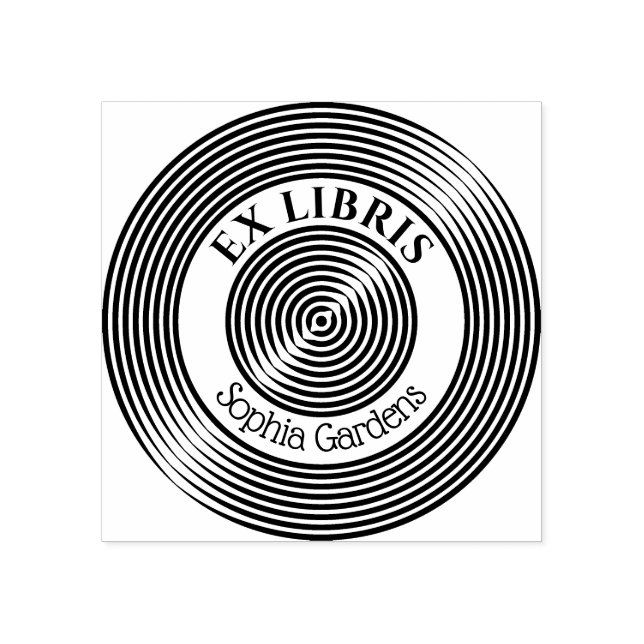 Ex Libris Concentric Circles v3 Gummistempel (Prägung)