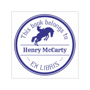 Ex Libris   Cowboy Rodeo Pferd Permastempel