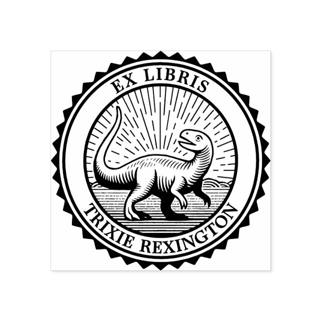 Ex Libris - Dinosaurier Gummistempel (Prägung)