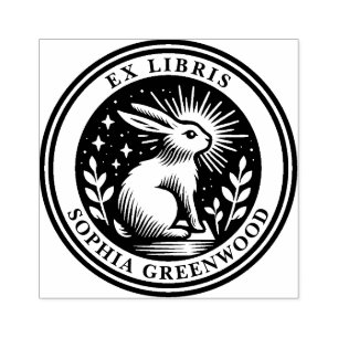 Ex Libris - Erleuchtetes Kaninchen Gummistempel