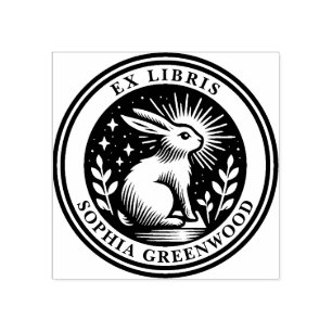 Ex Libris - Erleuchtetes Kaninchen Gummistempel