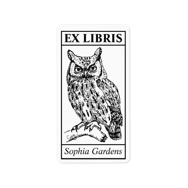 Ex Libris - Eule Adressaufkleber (Vorne)