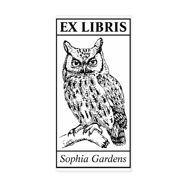 Ex Libris - Eule Gummistempel (Prägung)