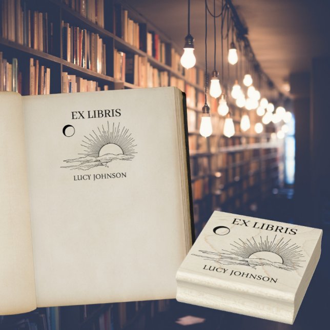 EX libris exlibris Bibliothek Buchzeichen Sonnenmo Gummistempel (Von Creator hochgeladen)