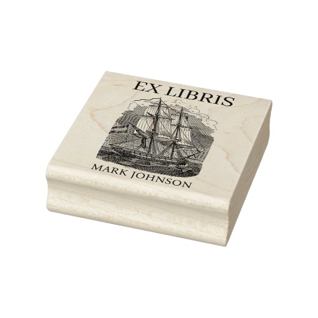 EX libris exlibris Book library Buchzeichen ship R Gummistempel (Stempel)