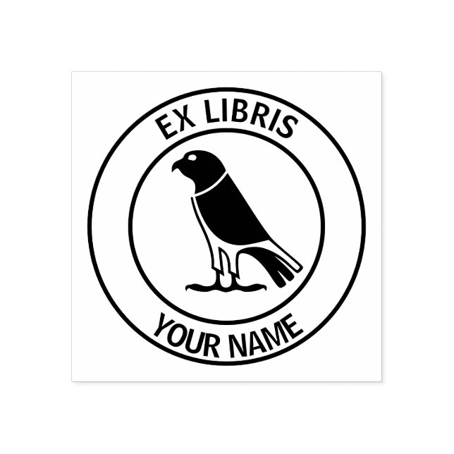 Ex libris falcon Buchzeichen Gummistempel (Prägung)