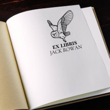 Ex Libris Fliegende Scheuneule Buchbesitzername