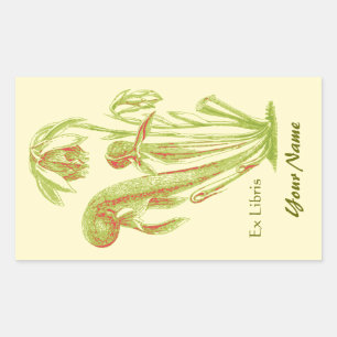 Ex Libris florale Buchkleber Rechteckiger Aufkleber