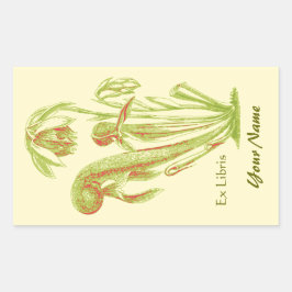 Ex Libris florale Buchkleber Rechteckiger Aufkleber